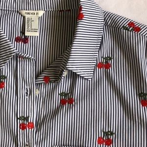 Cherry print button down shirt